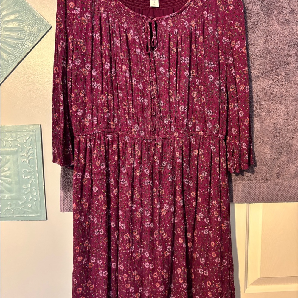 Floral Burgundy Dress
